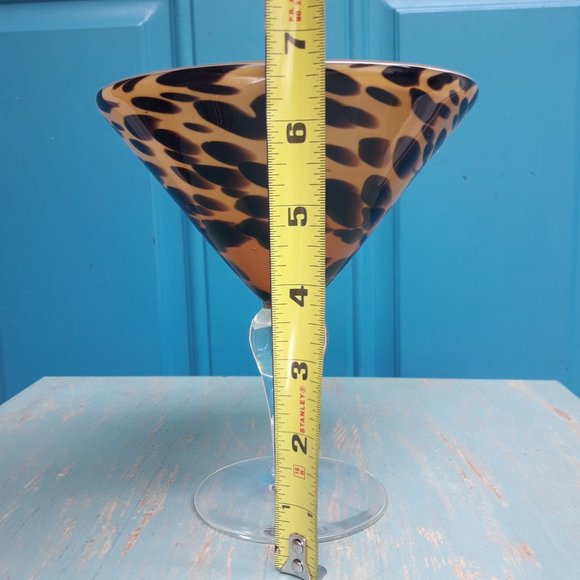 Hand Blown Glass Martini Cocktail Barware Animal Print Oversized Party Drinking - Picture 9 of 16